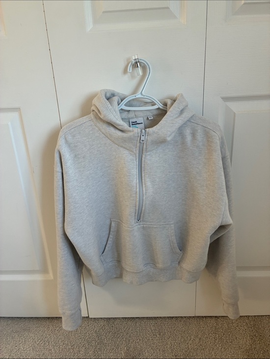 TNA Jackets & Blazers - TNA Light Gray Quarter-Zip Hooded Sweatshirt